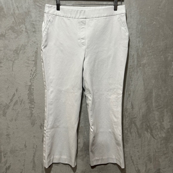 SPANX Pants - Spanx Womens XL White Stretch Twill Cropped Flare Ankle Pants Pull On Slimming